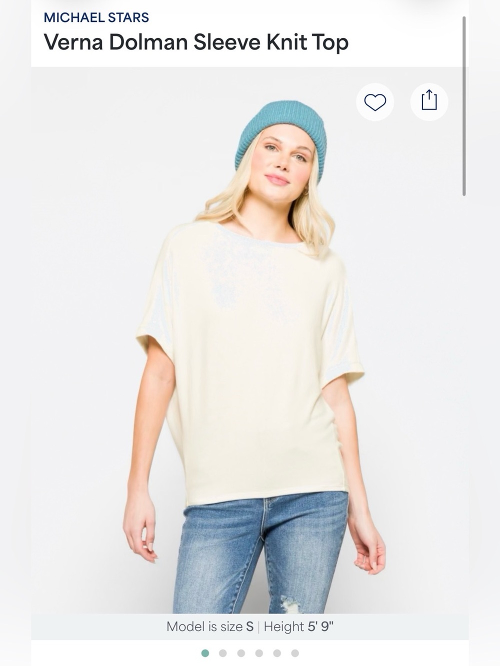 Michael Stars Verna Dolman Sleeve Knit Top - Cream.  Worn once